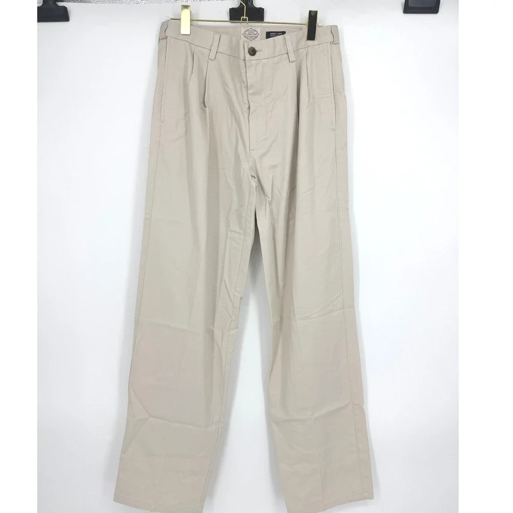 St Johns‎ Bay Mens 34x34 Khaki Pleated Worry Free Comfort-Ease Fit Chino Pants